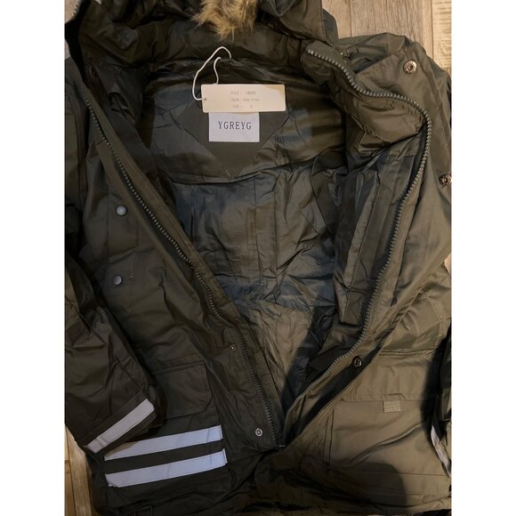 Mens Winter Hooded Parka Jacket With Reflective Stripes - Multiple Colors and Si - Picture 2 of 10
